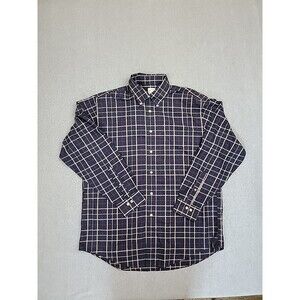 Brooks Brothers 346 Shirt Button Mens L Blue Plaid Cotton Pocket Preppy Dad